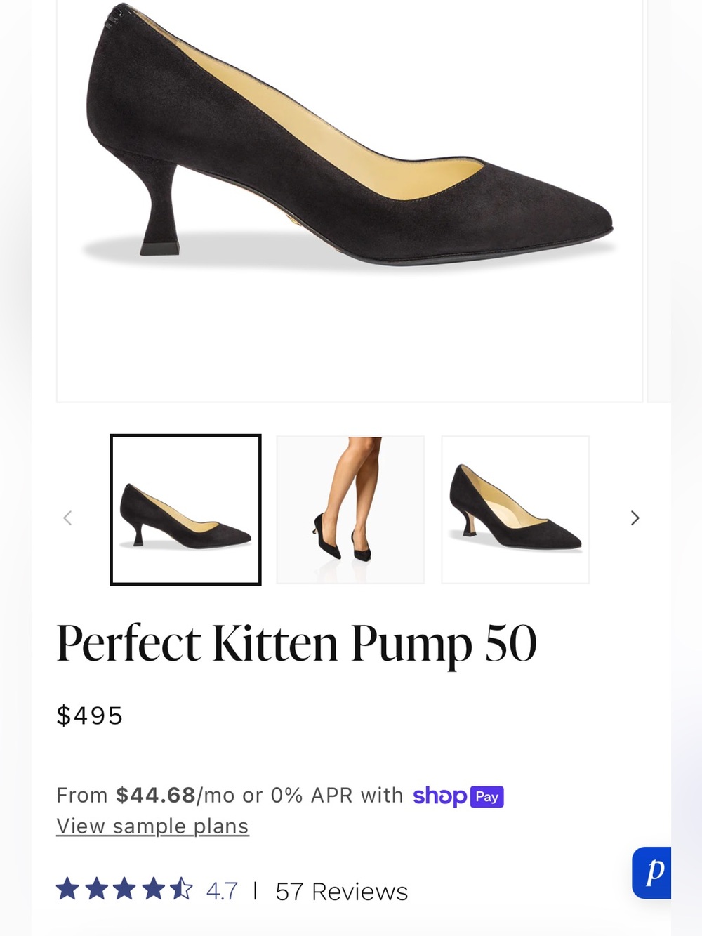 Sarah Flint - Perfect Kitten Pump 50 — Black Women’s Suede Kitten Heel Pump